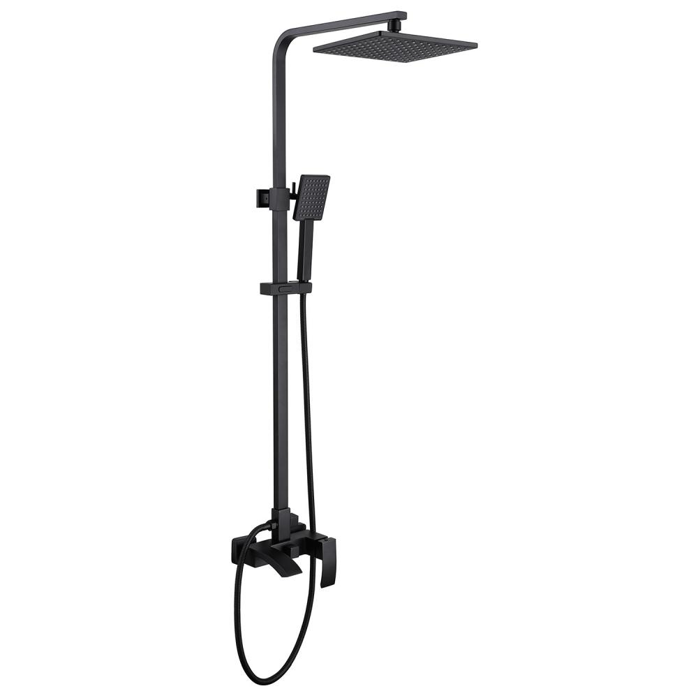 Душевая стойка ABBER Wasserfall AF 8616 B с изливом, черная матовая