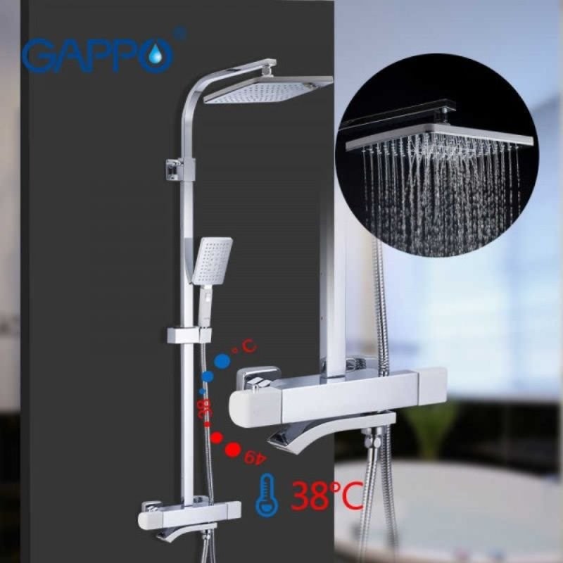 Душевая стойка GAPPO G2407-50 с термостатом Белый/Хром