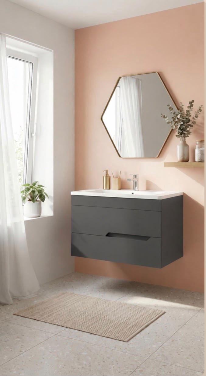 Тумба подвесная Rein Savanna Graphite 80, 2 ящика под умывальник SAV-W80-GR