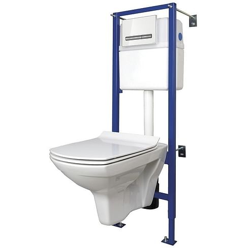 Инсталляция LINK PRO + подвесной безободковый унитаз CARINA CLEAN ON + кнопка PILOT CERSANIT