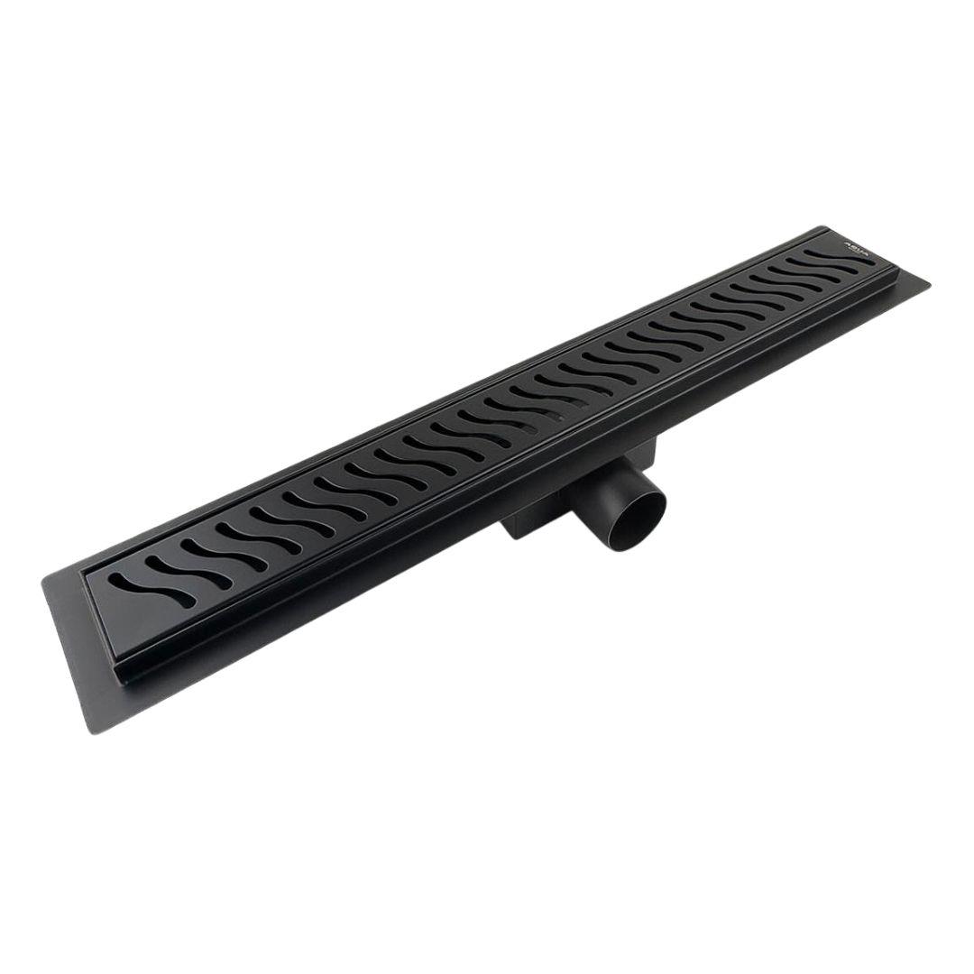 Душевой трап из нержавеющей стали SS304 боковой Asua armatur GRIT 600*70*67mm черный