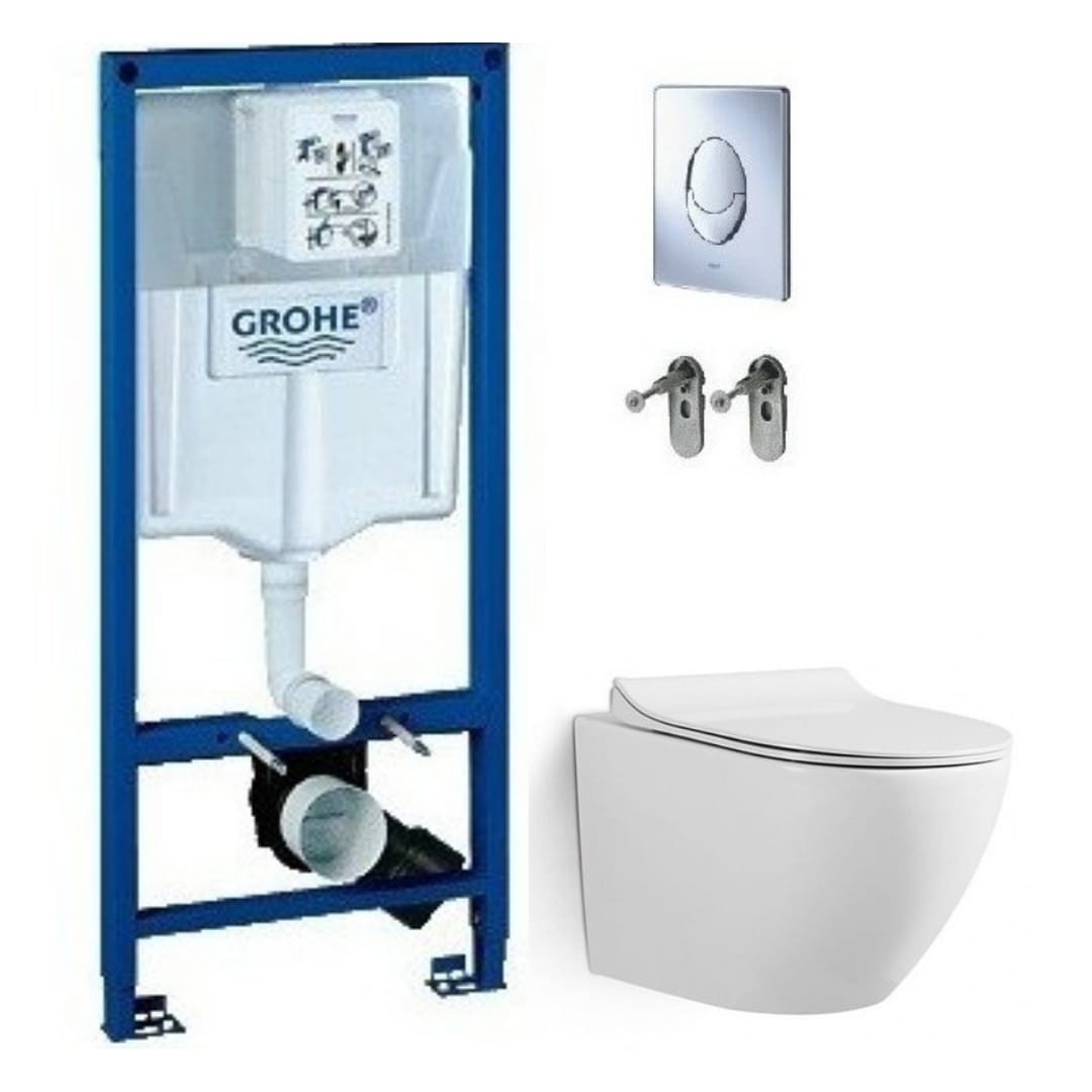 Инсталляция для подвесного унитаза + кнопка SKATE СOSMOPOLITEN GROHE 38772001 RAPID SL / унитаз подвесной GR -4455S