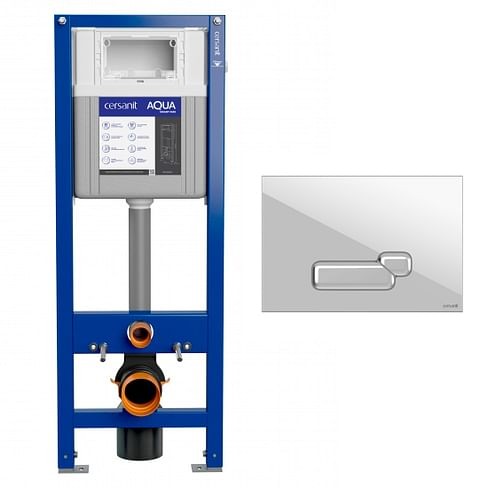 Инсталляция для подвесного унитаза AQUA SMART M 40 + кнопка ACTIS белая CERSANIT 63475/P-BU-ACT/Wh