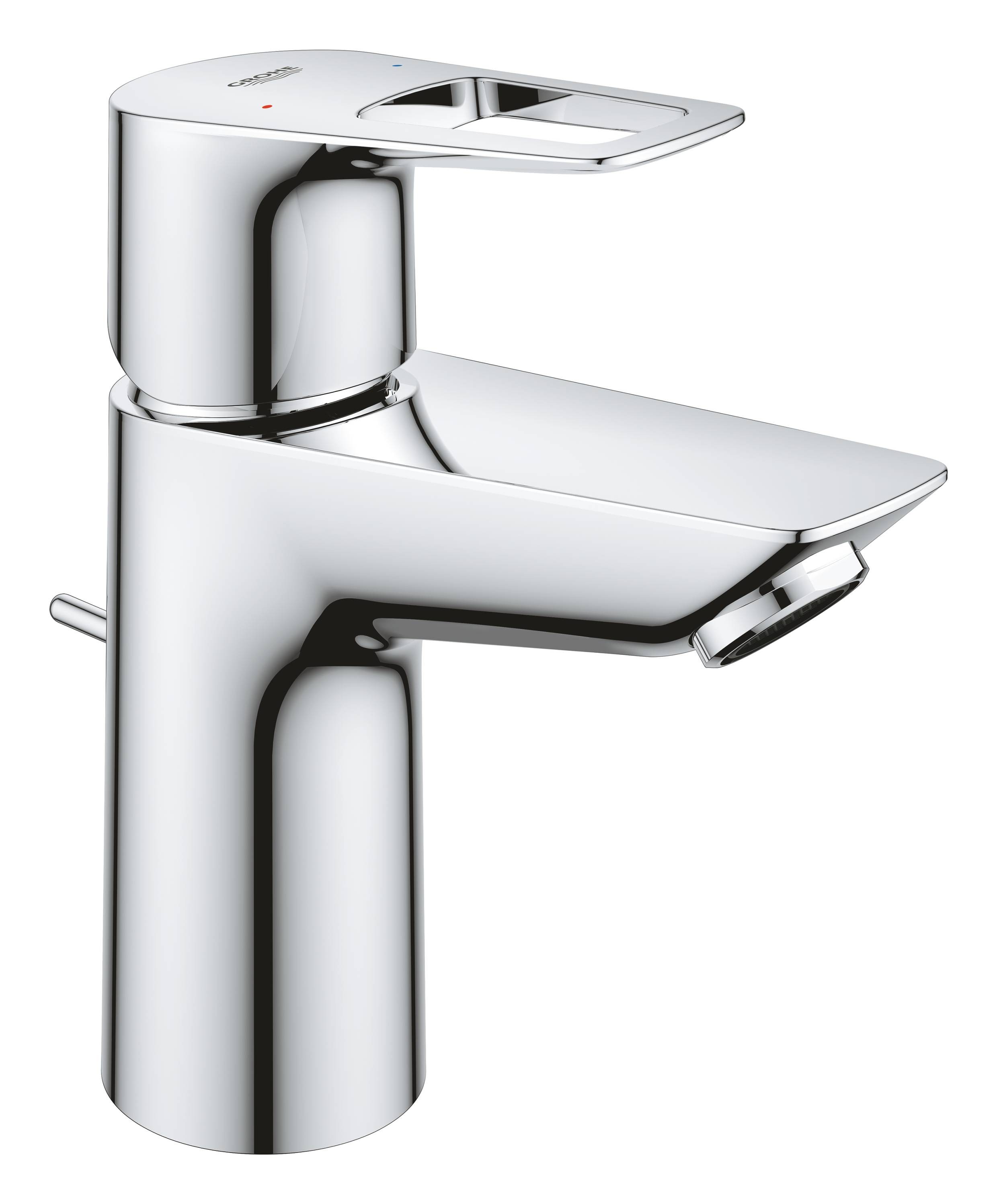 Смеситель для раковины GROHE BauLoop с ограничителем температуры и рычажным донным клапаном, размер S, хром 23335001