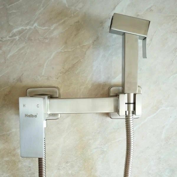 Смеситель с гигиеническим душем HAIBA HB5521 сталь