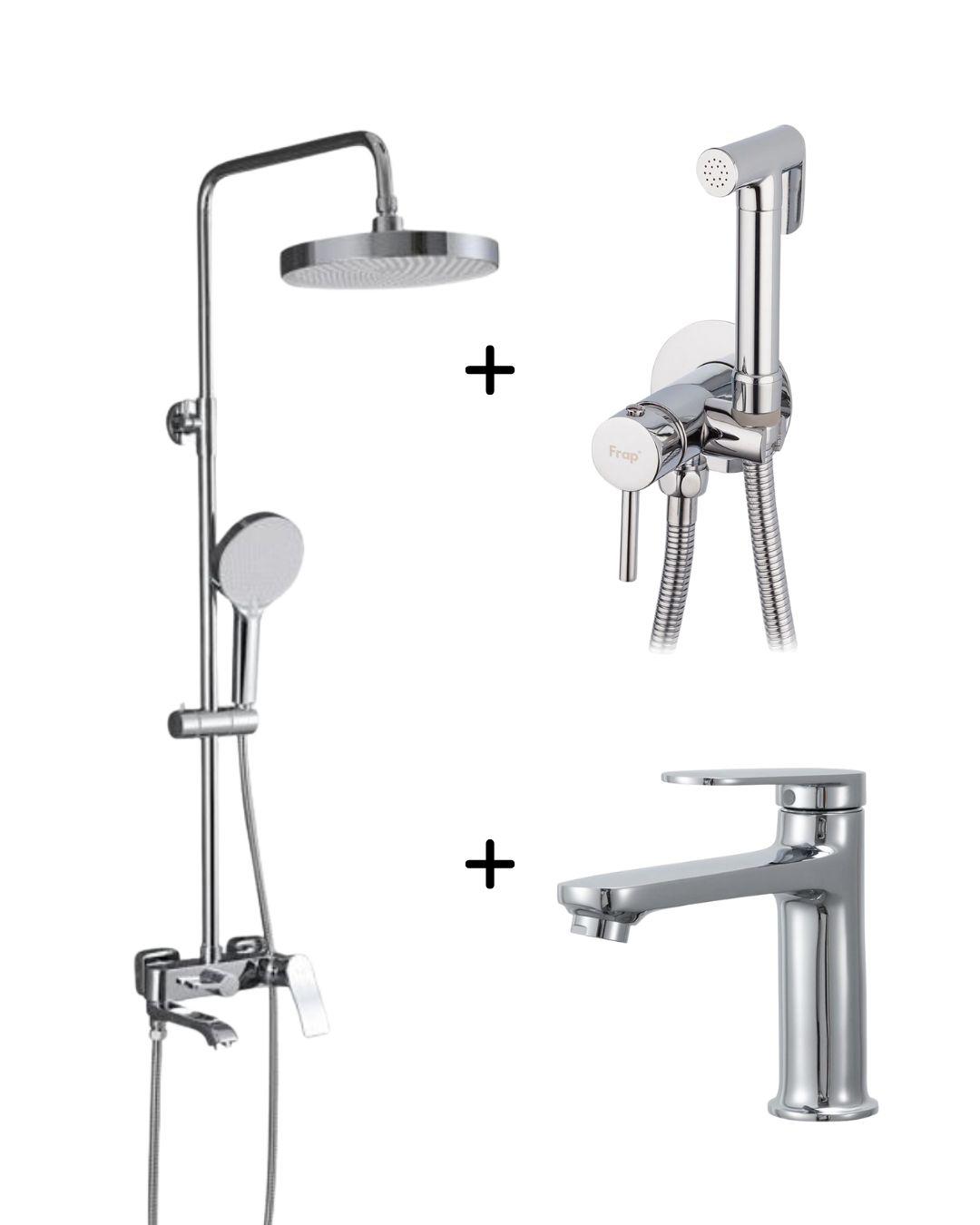 Набор смесителей 3в1 Frap Хром (F2475/ F7505-2/ F1085)