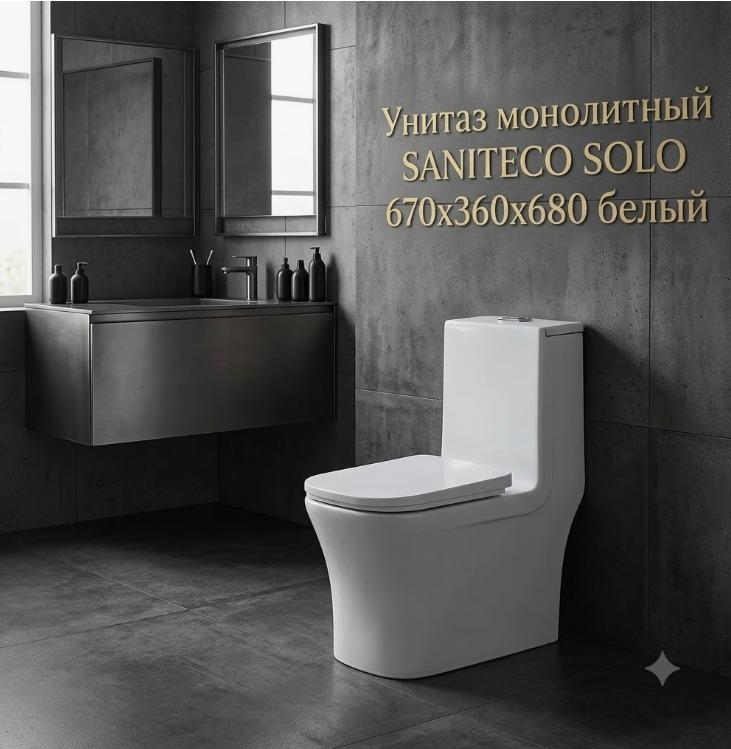 Унитаз монолитный SANITECO SOLO 670x360x680 белый