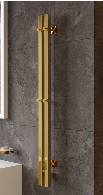 Полотенцесушитель электрический Rein Double Cube-Brushed Gold 1200*90 мм